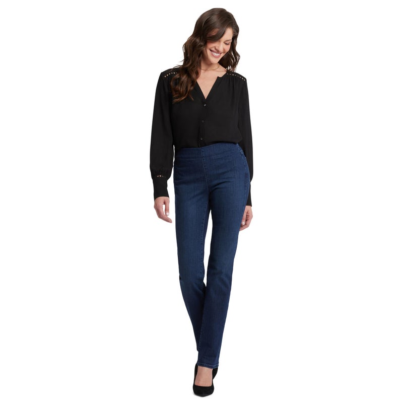 NYDJ Women's Pull-On Marilyn Straight Jeans | Slimming & Flattering Fit, Clean Denslowe, 16 - Image 1